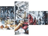 100CM 70CM ZEGAR 3 ELEM DESZCZOWA DZIEWCZYNA ŚCIENNY OBRAZ