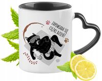Kot Kotek Kotki Kubek Czarny Z Uszkiem W Kształcie Serca Na Prezent