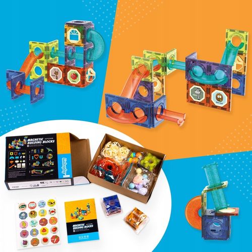 KLOCKI MAGNETYCZNE KONSTRUKCYJNE ŚWIECĄCY TOR PANELE 75 elementów na Arena.pl