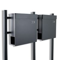 16154 Skrzynka wolnostojąca na stojaku z gazetnikiem dom grafit 2 szt