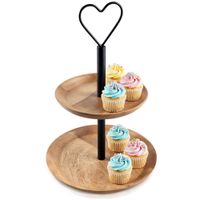 Patera Drewniana 2-piętrowa Poziomowa na Ciasto Ciastka Owoce Przekąski