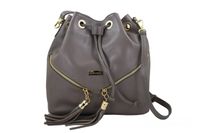 Torebka damska - worek z frędzlami - Szara