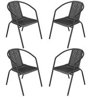 Krzesło ogrodowe 4 szt. plecione na taras metalowe szare zestaw