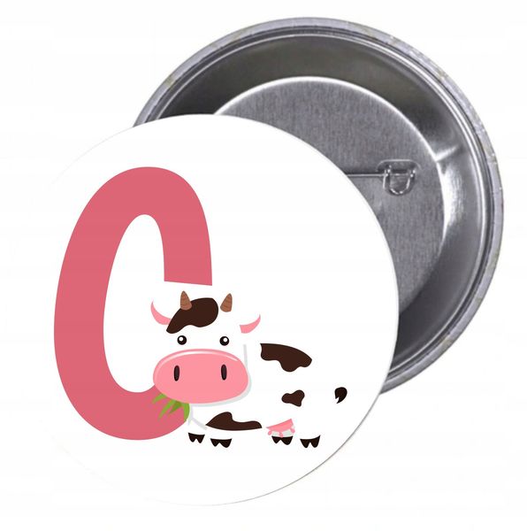 Przypinki buttony LITERKI DLA DZIECI - C zdjęcie 1