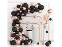 Girlanda balonowa czarna rose gold konfetti, 104 szt.