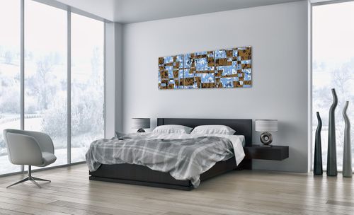 Obraz Na Płótnie - Kolor Błękit Brąz  - 150X50 Cm - Ca150X50-3729 na Arena.pl