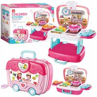 KUCHNIA DLA DZIECI składana WALIZKA 3W1 ZESTAW KUCHENNY DŹWIĘK ŚWIATŁO