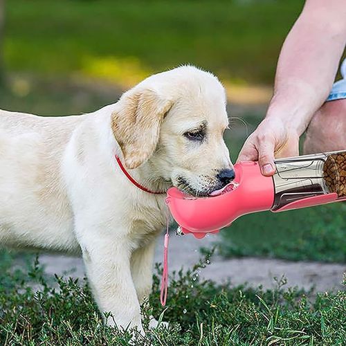 Butelka na wode dla psa przenośny dozownik 4w1 róż na Arena.pl