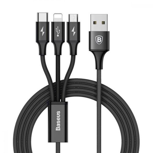 Kabel USB-C Baseus Rapid 3w1 Typ C / Lightning / Micro 3A 1,2M - czarny na Arena.pl