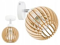 Lampa kinkiet E27 ścienny ruchomy loft kula drewno