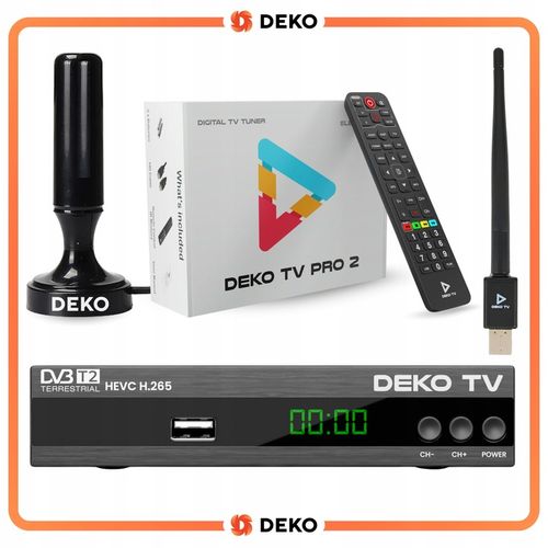 Tuner Dekoder DVBT2 DekoTV PRO2 tv naziemnej DVB-T2 DEKO + Antena RF + Wifi na Arena.pl