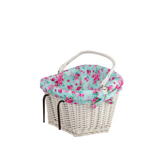 Wiklinowy Kosz Rowerowy Wybielany z Obszyciem 46x34 H23/28 cm na Arena.pl