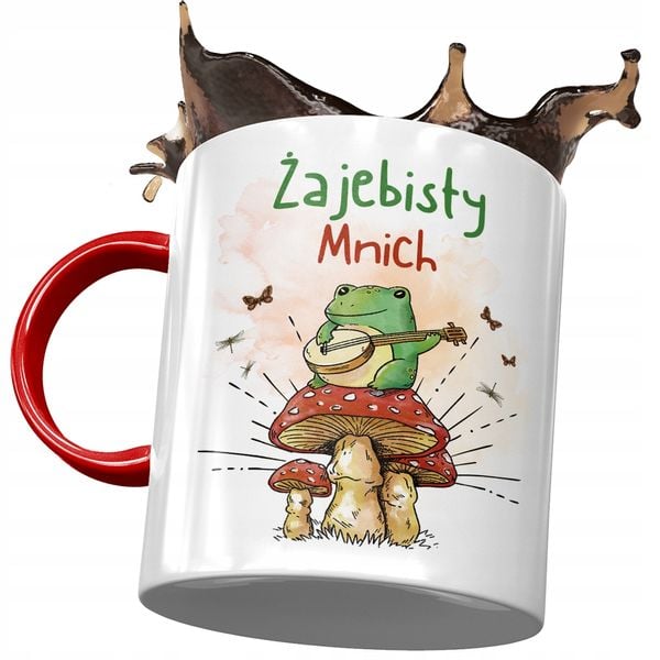 Kubek Czerwony Dla Mnicha Żajebisty Mnich Prezent Z Nadrukiem Ze Zdjęciem zdjęcie 1