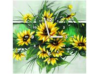 40X40CM ZEGAR SŁONECZNIKI ZIELENI OBRAZ