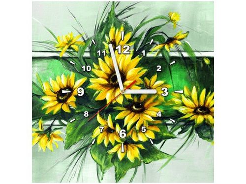 40X40CM ZEGAR SŁONECZNIKI ZIELENI OBRAZ na Arena.pl