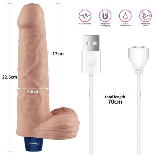 9" real softee rechargeable tpe vibrating dildo(flesh) na Arena.pl