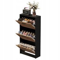 Szafka na buty jasny brąz do przedpokoju nowoczesna 3 półki uchylna stojąca