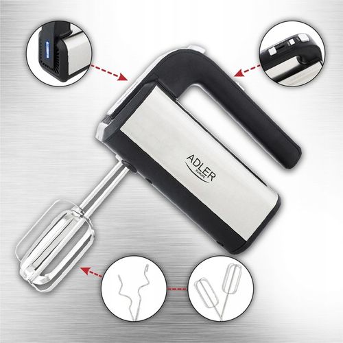 Mikser Ręczny Robot Kuchenny 800W 5 Biegów TURBO 4 Końcówki Mieszadła Haki na Arena.pl