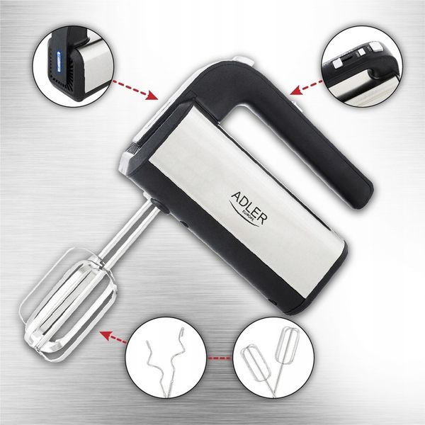 Mikser Ręczny Robot Kuchenny 800W 5 Biegów TURBO 4 Końcówki Mieszadła Haki zdjęcie 8