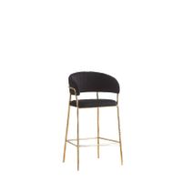 EROS HOKER TAPICEROWANY CZARNY WELUR Z OPARCIEM ZŁOTE NÓŻKI