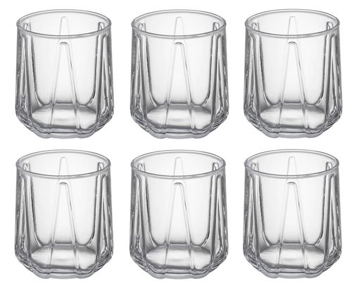 Komplet zestaw 6 szklanek do napojów wody drinków 360 ml geometryczny wzór na Arena.pl