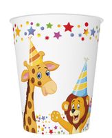 Kubeczki papierowe urodzinowe zwierzątka safari 8 szt.