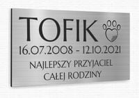 NADRUK Tabliczka nagrobna nagrobkowa dla zwierząt psa kota nierdzewna 20x10