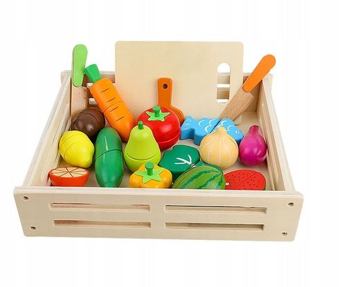 KLOCKI MAGNETYCZNE DREWNIANE OWOCE WARZYWA KLOCKI DUŻY ZESTAW MONTESSORI na Arena.pl