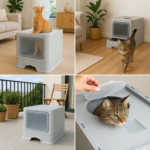 KUWETA DLA KOTA Z SZUFLADĄ ZAMKNIĘTA DUŻA KRYTA NA ŻWIREK TOALETA ŁOPATKA na Arena.pl