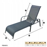 Leżak Tarasowy Basenowy Ogrodowy Składany Regulacja Oparcia Metalowy 190cm