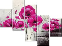100 75CM OBRAZ 5 ELEM RÓŻOWE MAKI ŚCIENNY