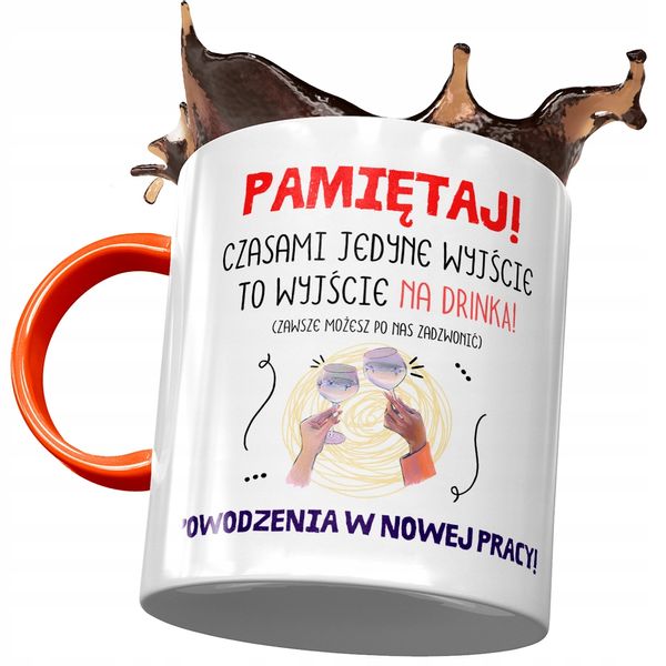 Kubek Pomarańczowy Na Pożegnanie Z Pracy Prezent Z Nadrukiem Ze Zdjęciem zdjęcie 1