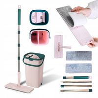 YORK MOP PŁASKI obrotowy HANDY WIADRO DWUKOMOROWE Z WYCISKACZEM KIJ ZAPAS