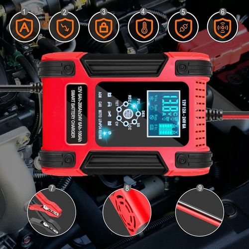 Prostownik SAMOCHODOWY AUTOMATYCZNY Z FUNKCJĄ NAPRAWY AKUMULATORÓW 12V 24V na Arena.pl