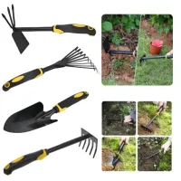 ZESTAW NARZĘDZI OGRODOWYCH 4 EL. ŁOPATKA MOTYKA GRABKI PAZURKI DO