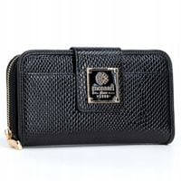 MONNARI Portfel Damski Elegancki Czarny Skóra Ekologiczna Na Prezent Logo