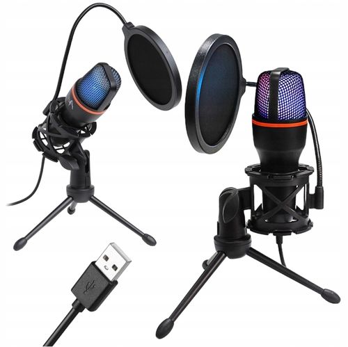 MIKROFON DO KOMPUTERA PC POJEMNOŚCIOWY USB LED RGB na Arena.pl