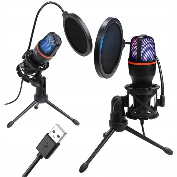 MIKROFON DO KOMPUTERA PC POJEMNOŚCIOWY USB LED RGB zdjęcie 7