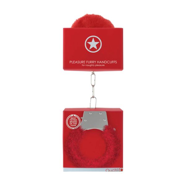 Pleasure Handcuffs Furry Red zdjęcie 7