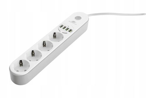 Bezpieczna Listwa Zasilająca Przedłużacz Spacetronik SR-203 4AC 4USB QC 2m na Arena.pl
