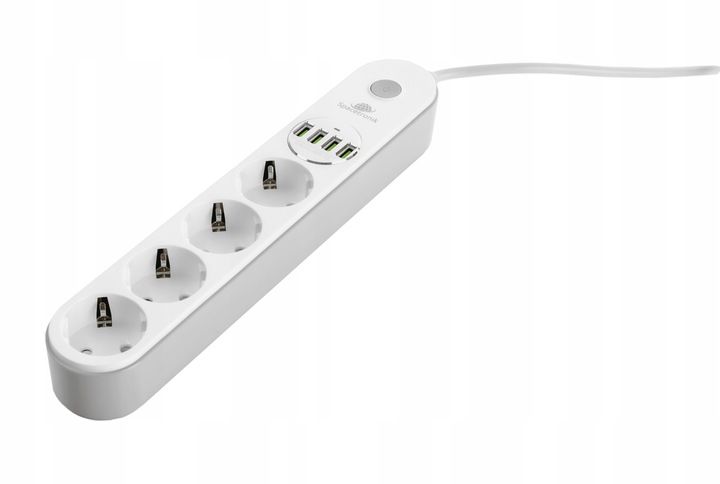 Bezpieczna Listwa Zasilająca Przedłużacz Spacetronik SR-203 4AC 4USB QC 2m zdjęcie 12