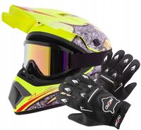 KASK CROSSOWY GOGLE I RĘKAWICE NA CROSS QUAD ENDURO ATV BMX PITIBIKE XS