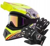 KASK CROSSOWY GOGLE I RĘKAWICE NA CROSS QUAD ENDURO ATV BMX PITIBIKE XS
