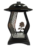 Znicz szklany kapliczka czarna z srebrną różą