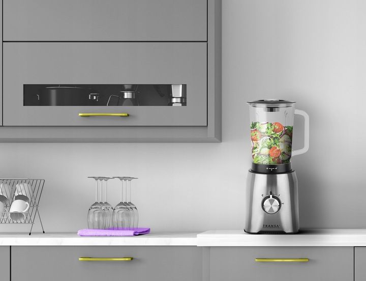 BLENDER KIELICHOWY SZKLANY do owoców i warzyw Kruszy Lód TRANSA 1600W zdjęcie 11