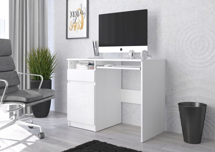 Meble biurko komputerowe stolik 96cm białe N35LEWE zdjęcie 8