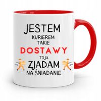 Kubek Czerwony Dla Kuriera Zjadam Na Śniadanie Z Nadrukiem Ze Zdjęciem