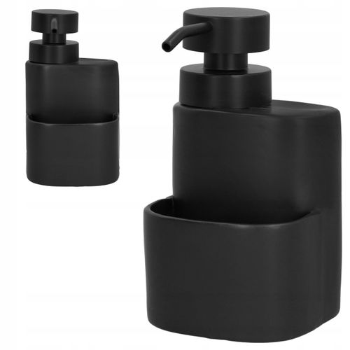 Dozownik do płynu do naczyń mydła z organizerem 500ml ceramiczny czarny mat na Arena.pl