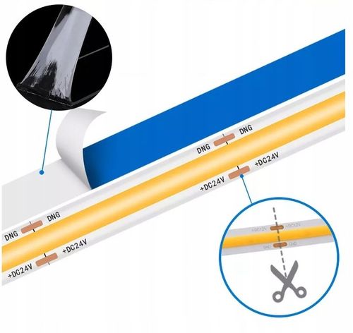 Zestaw Taśma LED Neon COB 24V 5m 3000K BIAŁA CIEPŁA ZASILACZ 60W PILOT na Arena.pl