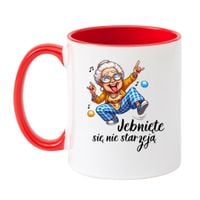 KUBEK "JEBNIĘTE SIĘ NIE STARZEJĄ" Wzór - Klasyczny Biało-Czerwony 330 ml